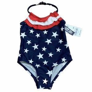OshKosh B’gosh Baby Girls One Piece Swimming Suit 6 Months Patriotic Flag Stars